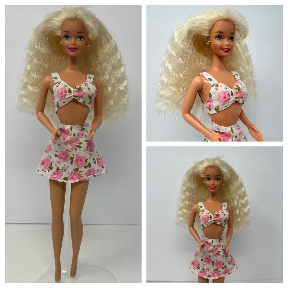 Barbie Butterfly Princess 1966-1976 in White Pink Floral Outfit and Earring
